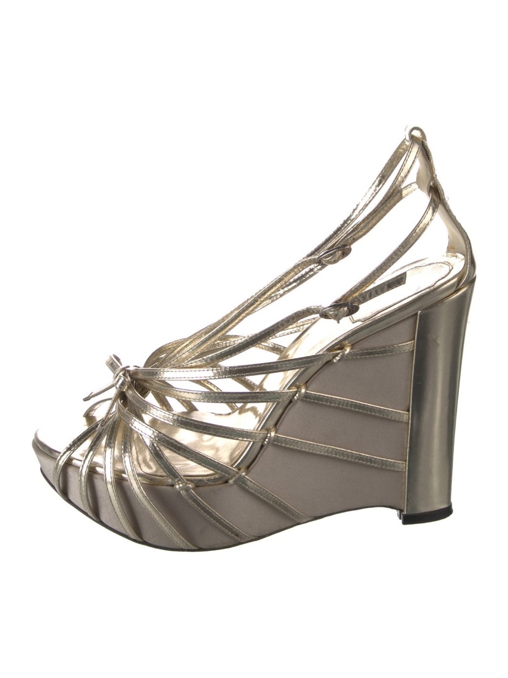 Christian Dior John Galliano era gold wedges